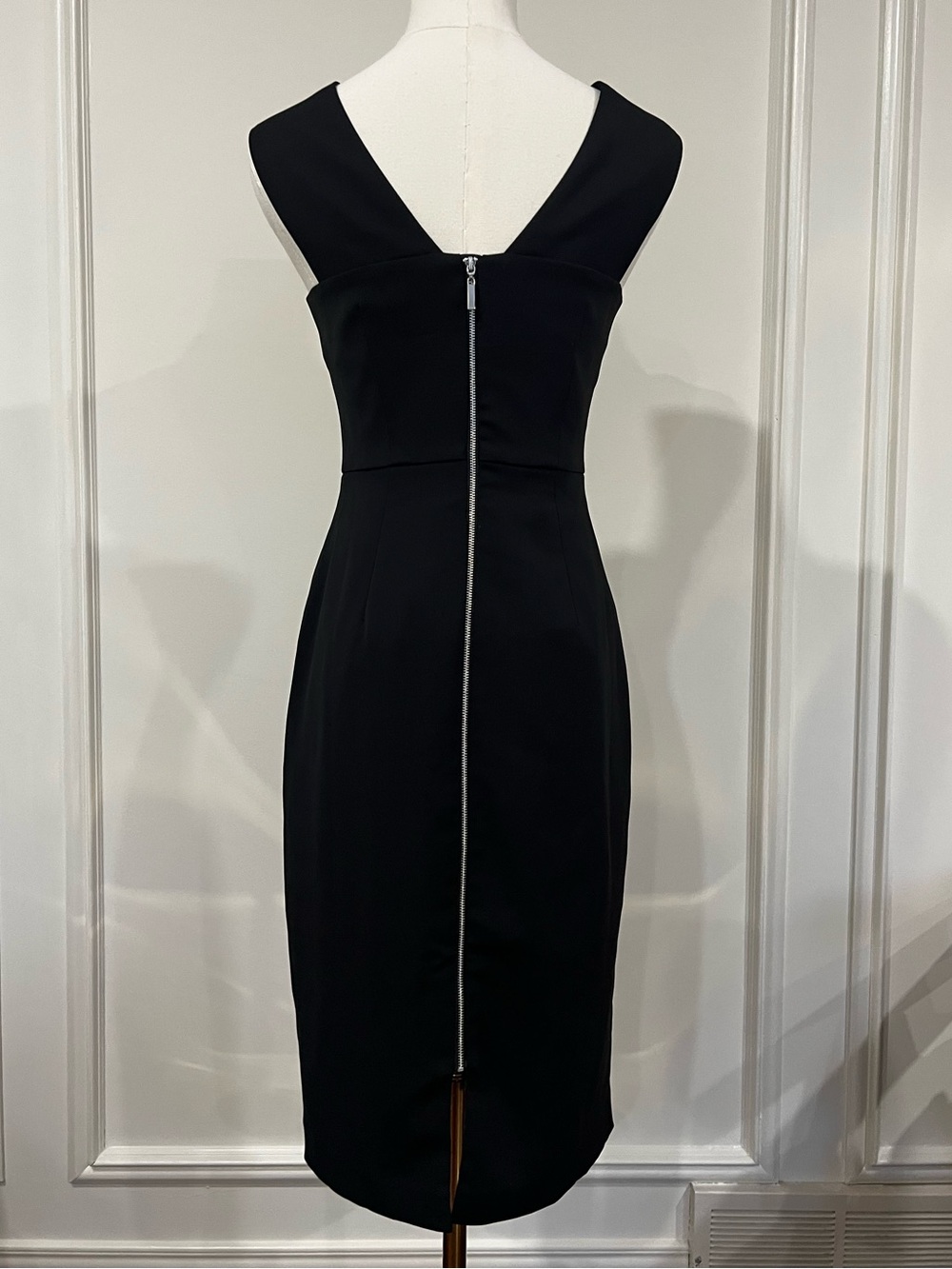 White House Black Market Black Cutout Sheath Midi Dress Office Siren‎ Sz 00